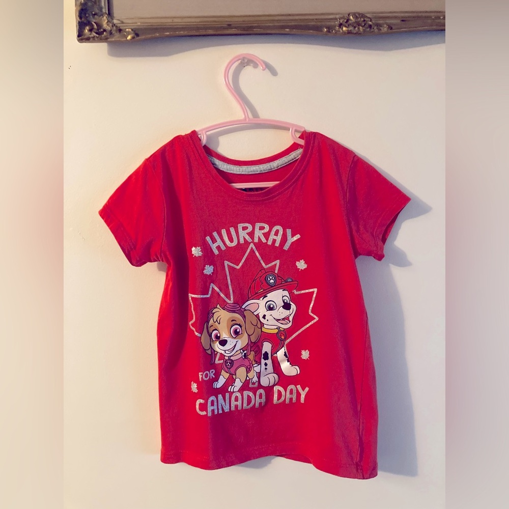 Nickelodeon Paw Patrol Kids Canada Day Shirt 100% Cotton Size 5T